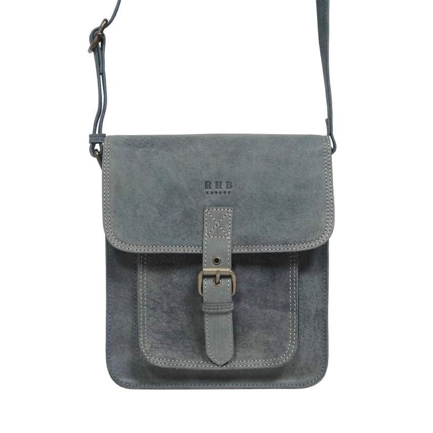 Denim Distressed Leather Ipad Tablet Crossbody Bag