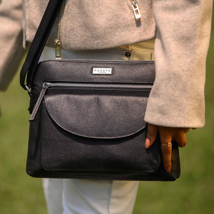 Genuine Black Leather Crossbody