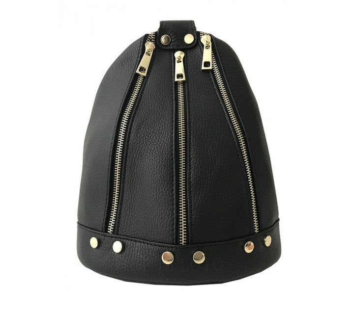 Italian Leather Backpack Sling-Gigliola Black