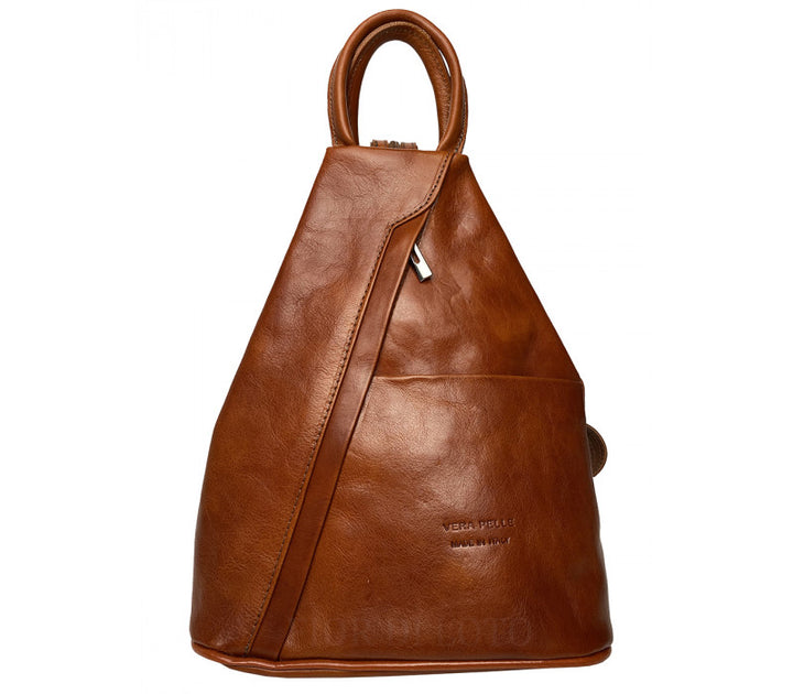 Italian Leather Backpack-Mirna Fior Brown