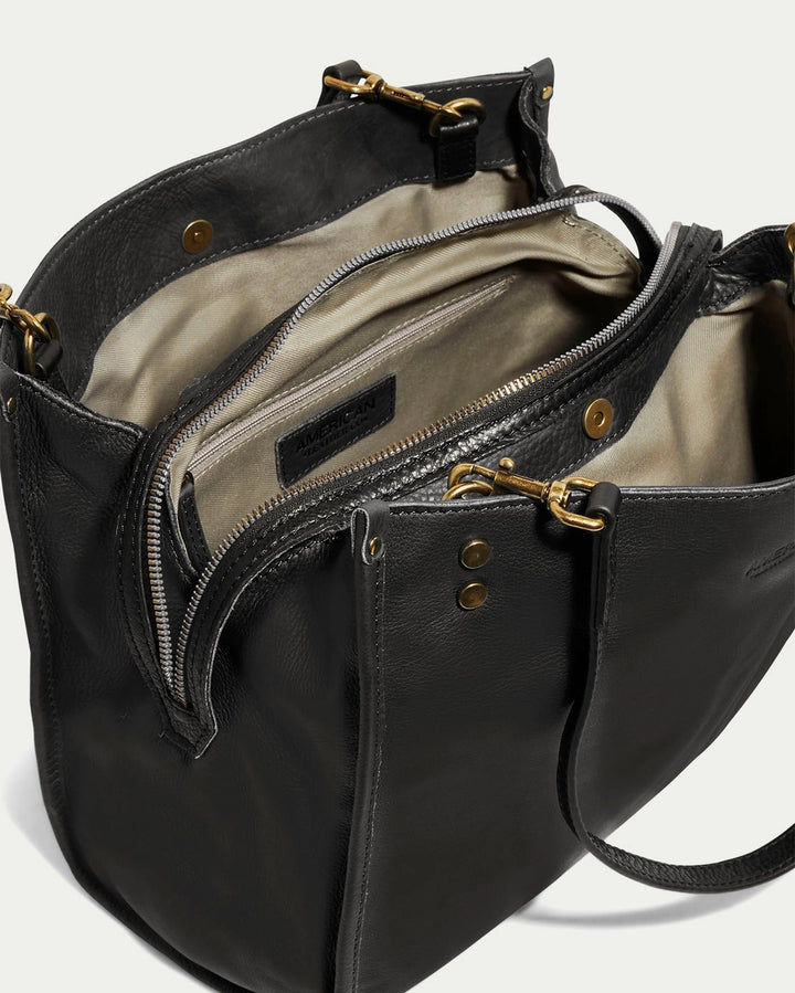 Lenox Triple Entry Satchel Handbag | 100% Genuine USA Leather