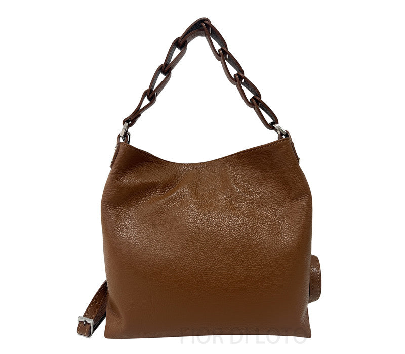 Italian Leather Shoulder Bag-Taupe