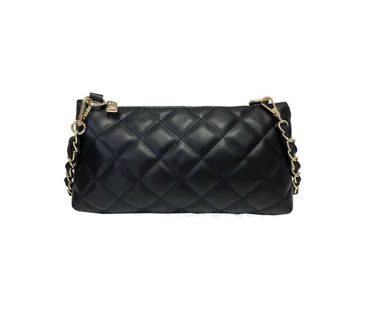 Italian Leather Shoulder Bag-Filomena Black