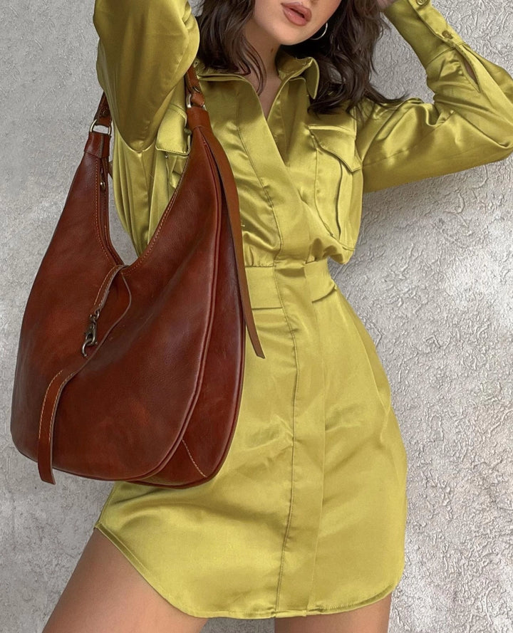 Fiori Large Leather Handbag | Italian Shoulder Bag