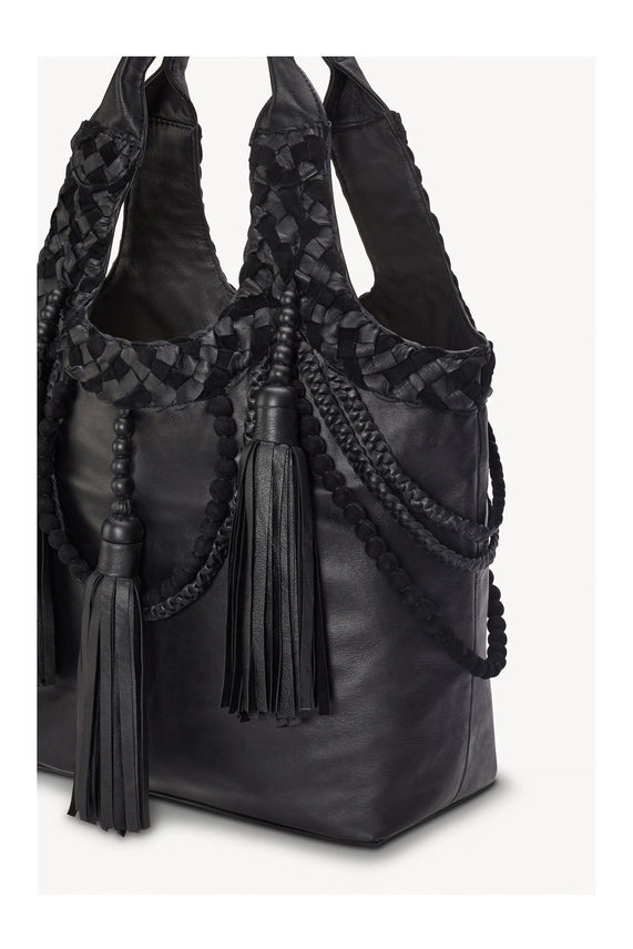 Bohemian Fringed Suede Black Shoulder Bag