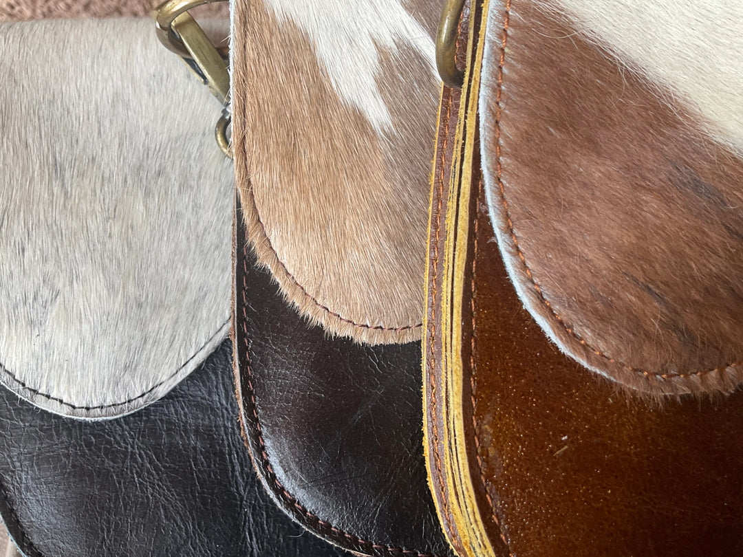 Saddle Equestrian Hair On Cowhide Black/Brown Crossbody