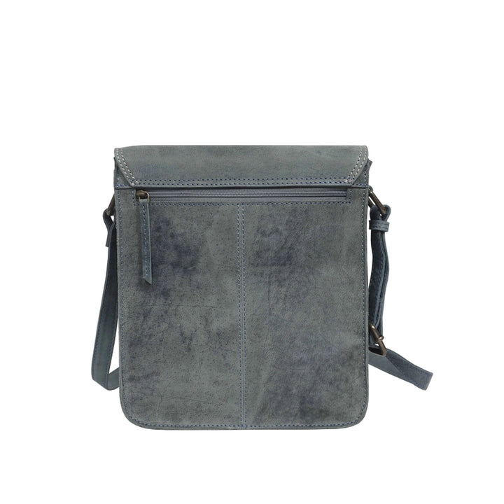 Denim Distressed Leather Ipad Tablet Crossbody Bag