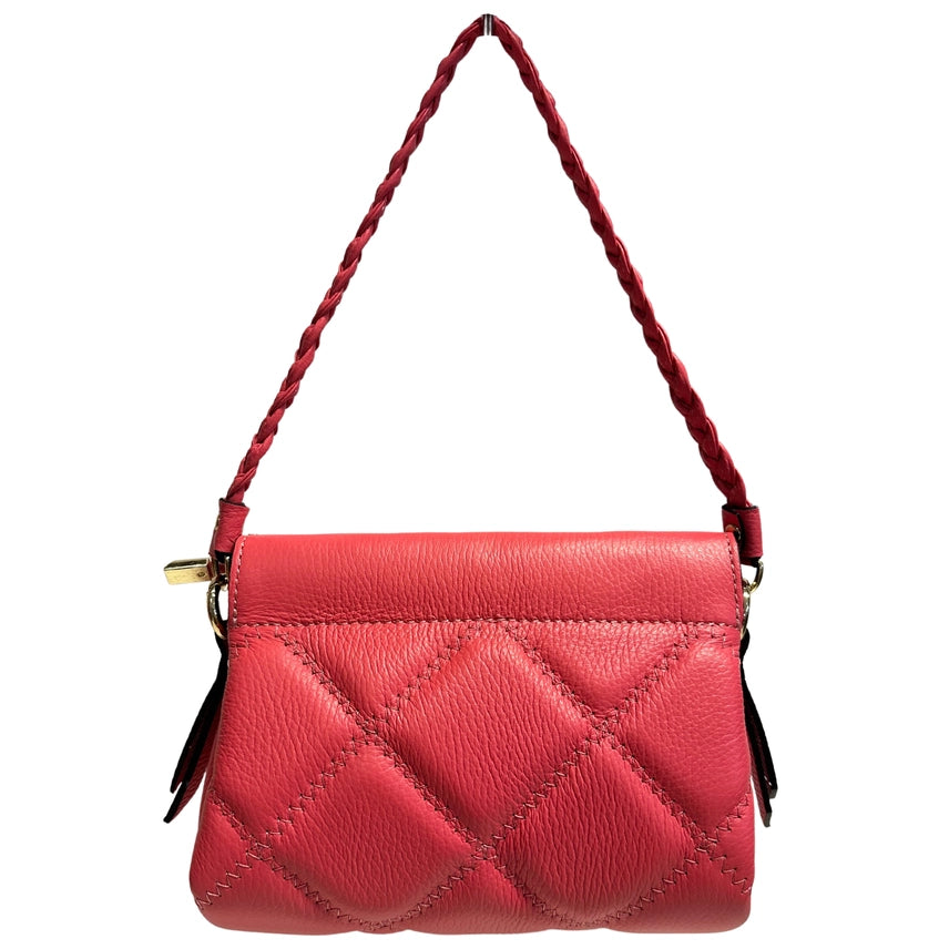 Italian Quilted Leather Handbag-Braided Handle