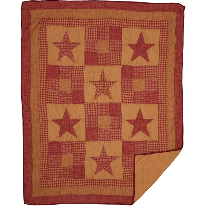 Nine Patch Star Quilted Throw Blanket-Farmhouse Quilt