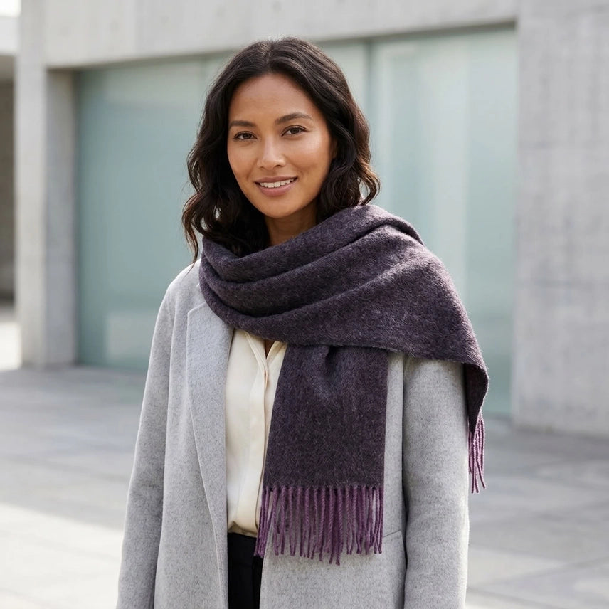 Alpaca Handcrafted Scarf-Elderberry