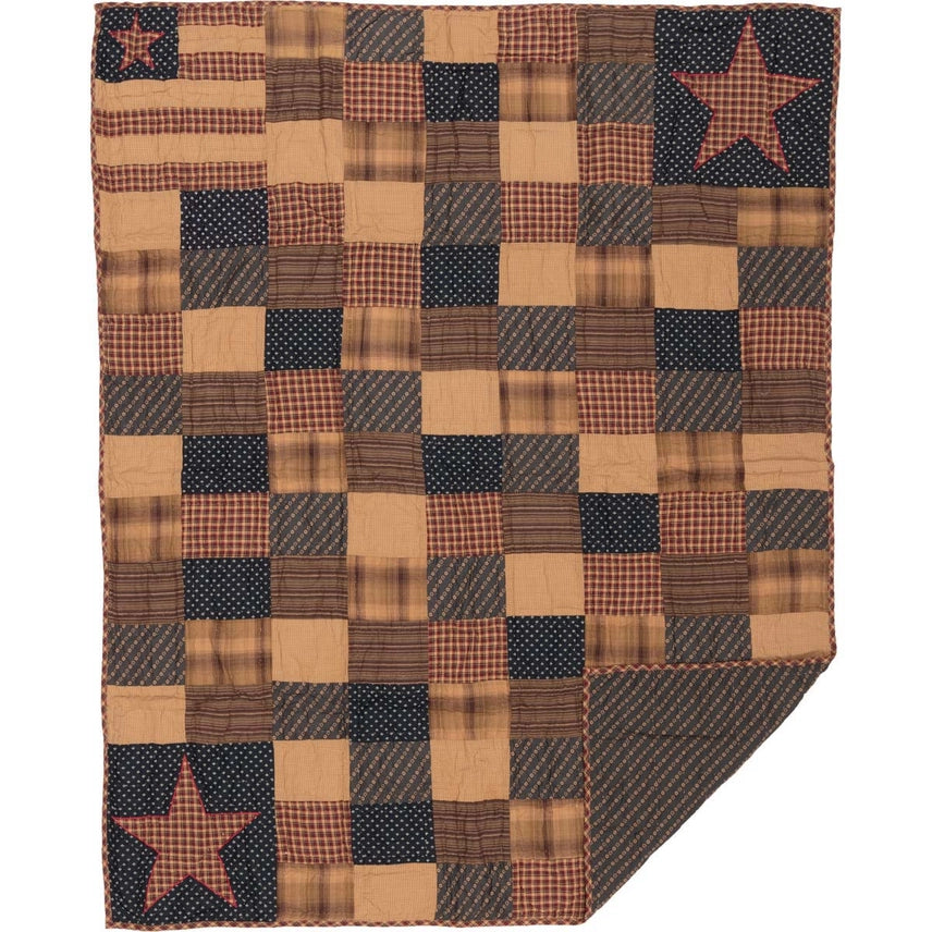 Farmhouse Patriotic Patch Quilted Throw 50x60