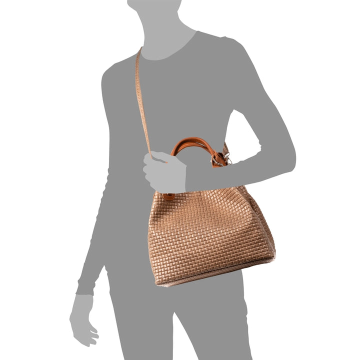 Italian Woven Handbag-Shoulder Strap-Taupe