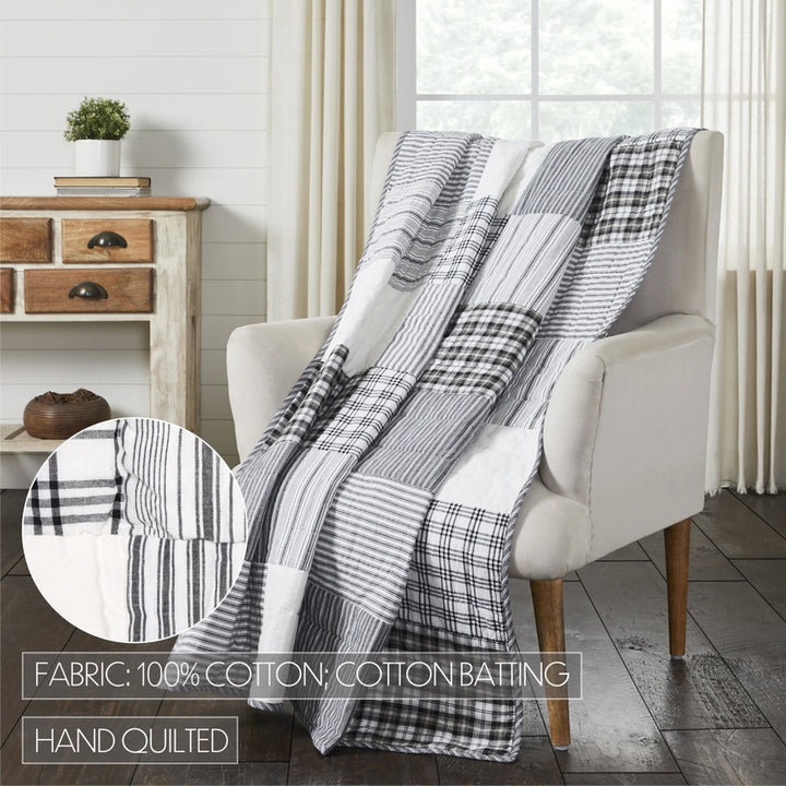 Country Farmhouse Block Quilted Throw-Black/White