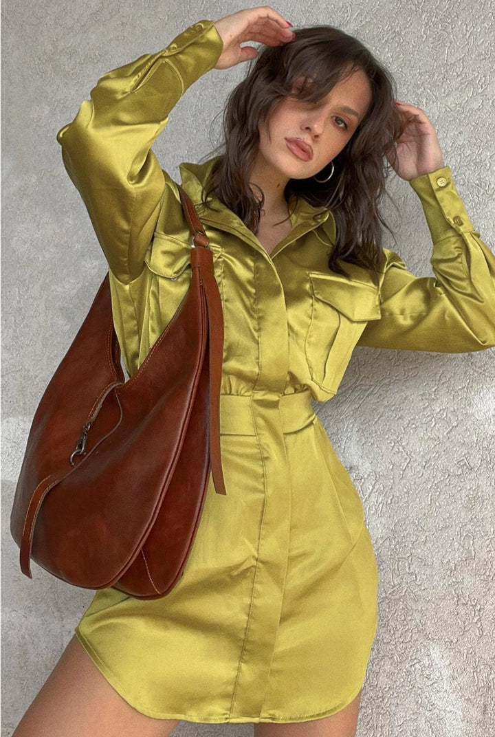 Fiori Large Leather Handbag | Italian Shoulder Bag