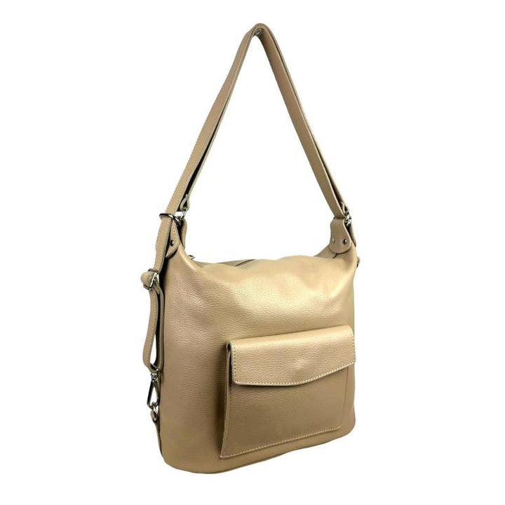 Italian Leather Convertible Backpack-Camel