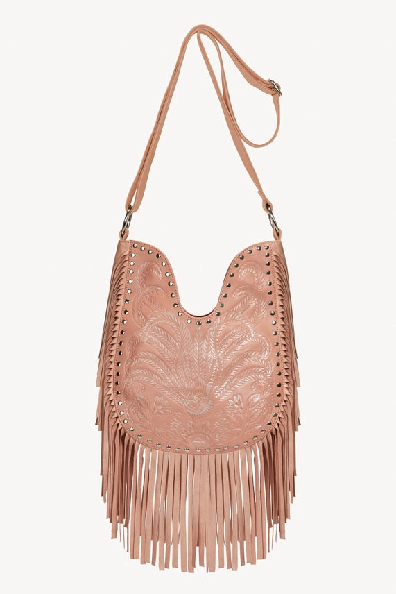 Lyrebird Stud Fringe Hobo Bag