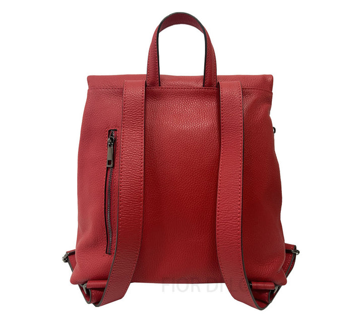 Italian leather backpack in black handcrafted in Italy from genuine Dollar leather by Fior di Loto.