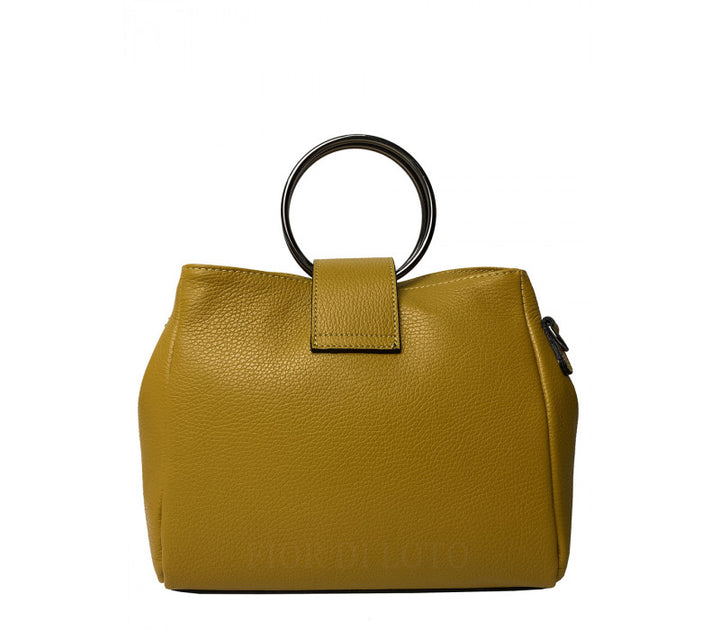 Back view of Italian leather handbag handcrafted in Italy from smooth Dollar leather by Fior di Loto.