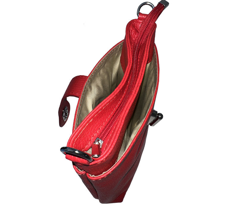 Top view of Fior di Loto Noruena Italian leather crossbody messenger bag