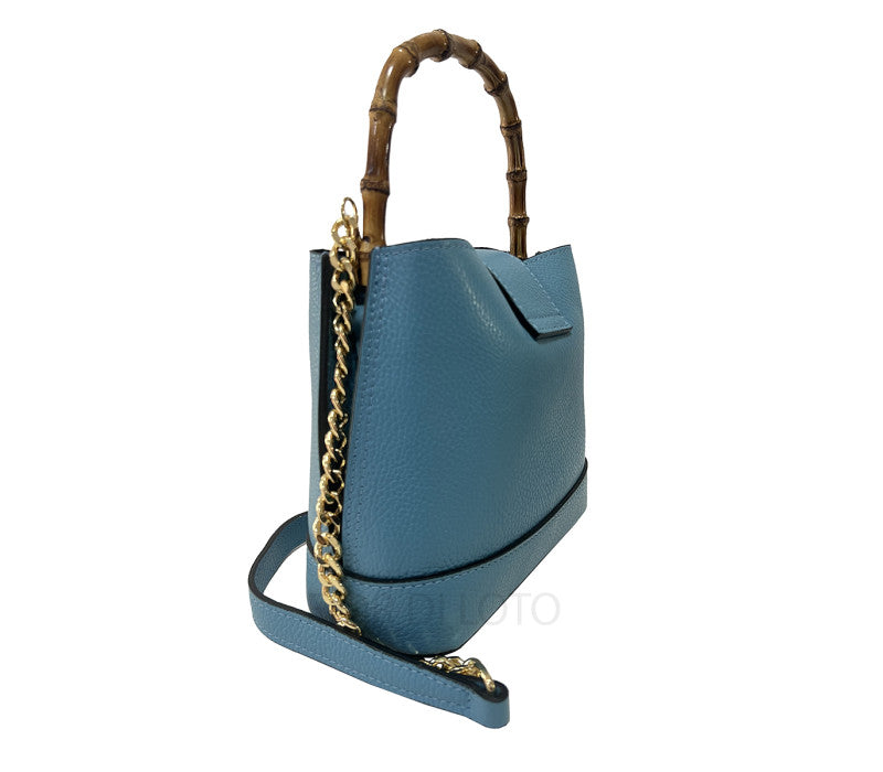 Italian Leather Handbag  with Shoulder Strap-Dionisia Bucket