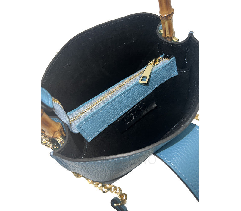 Italian Leather Handbag  with Shoulder Strap-Dionisia Bucket