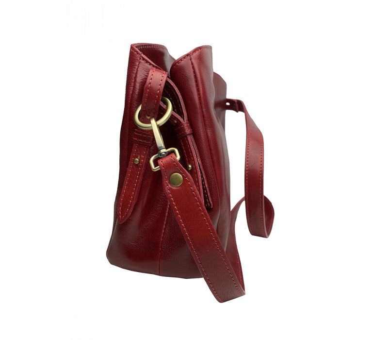 Genuine Italian Leather Shoulder Bag-Marianella Red