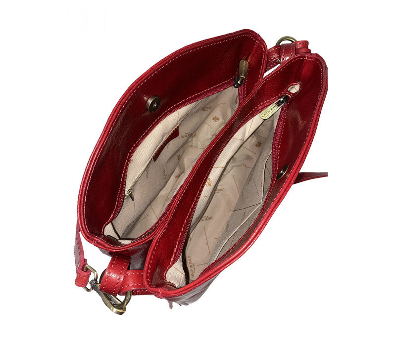 Genuine Italian Leather Shoulder Bag-Marianella Red