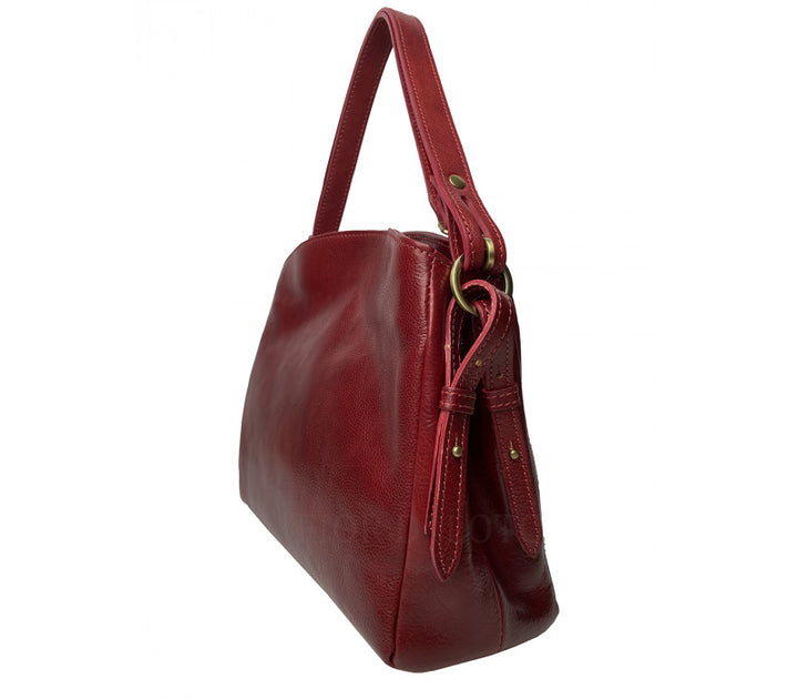 Genuine Italian Leather Shoulder Bag-Marianella Red