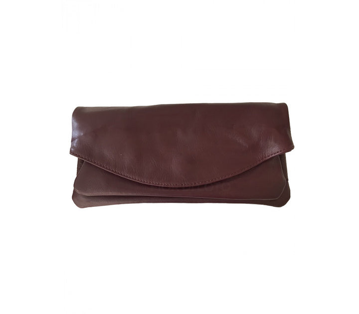 Italian Leather Shoulder Bag-Red Clutch style