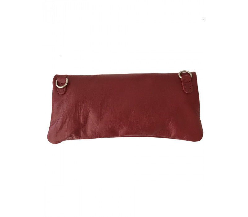 Italian Leather Shoulder Bag-Red Clutch style