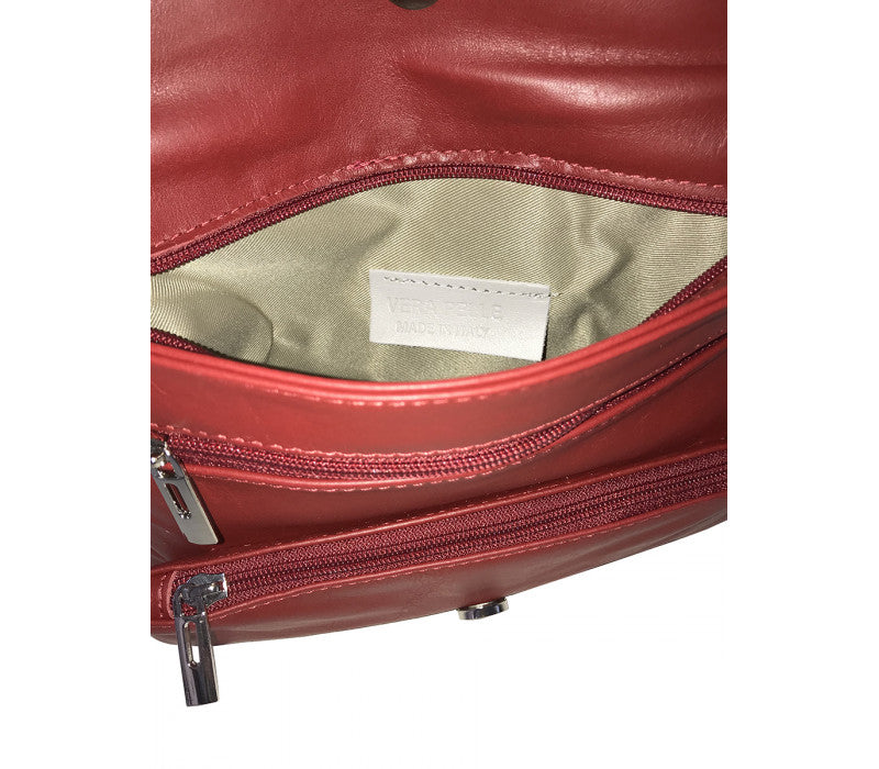 Italian Leather Shoulder Bag-Red Clutch style