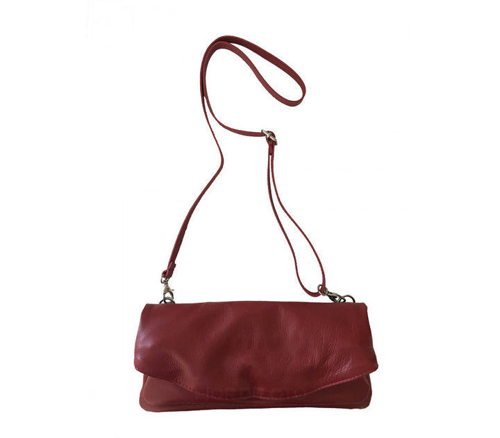 Italian Leather Shoulder Bag-Red Clutch style