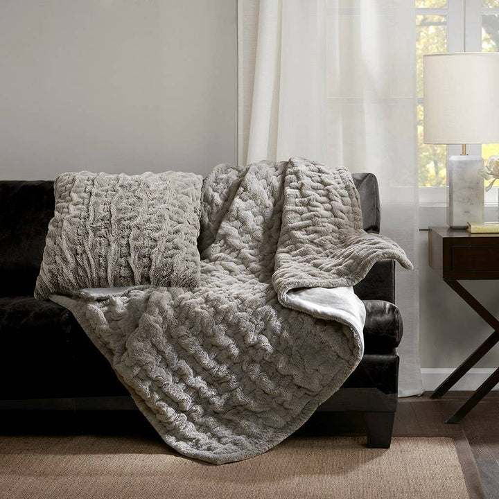 French Design Throw Blanket-Euro Gray Ruched