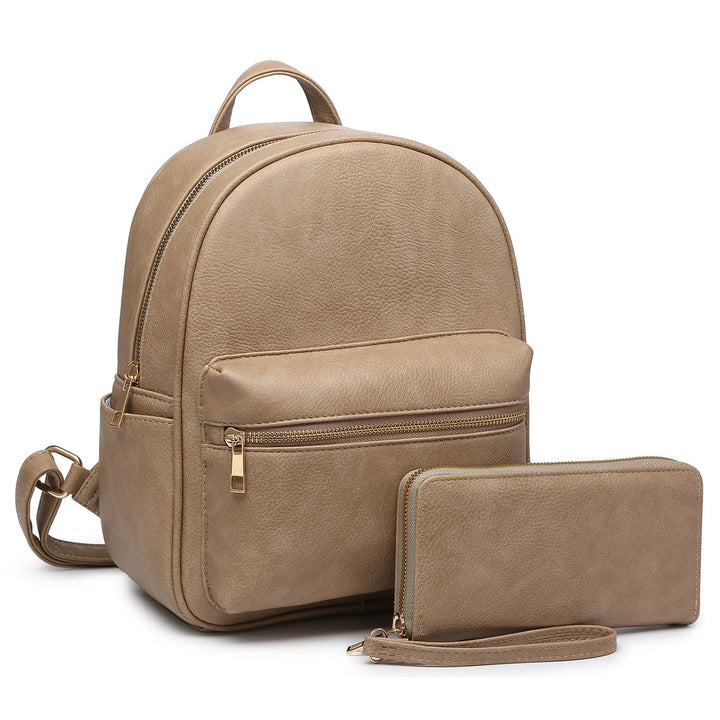 Modern Backpack Wallet Set-Taupe