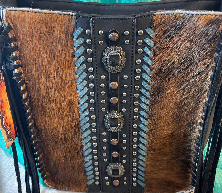 Cowhide Leather Concealed Carry Fringed Crossbody