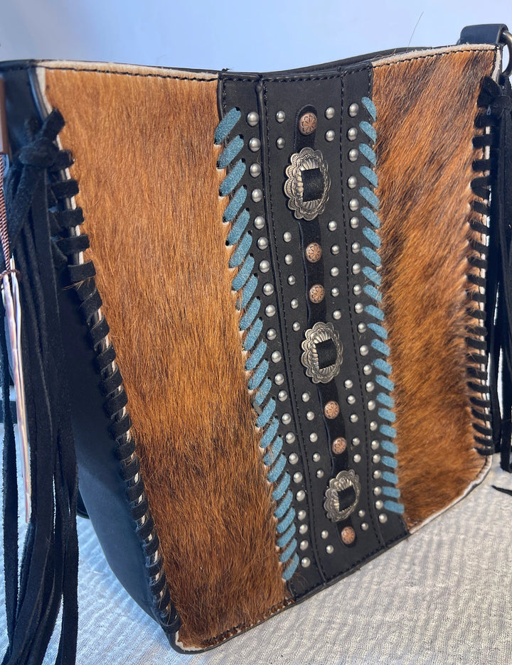 Cowhide Leather Concealed Carry Fringed Crossbody