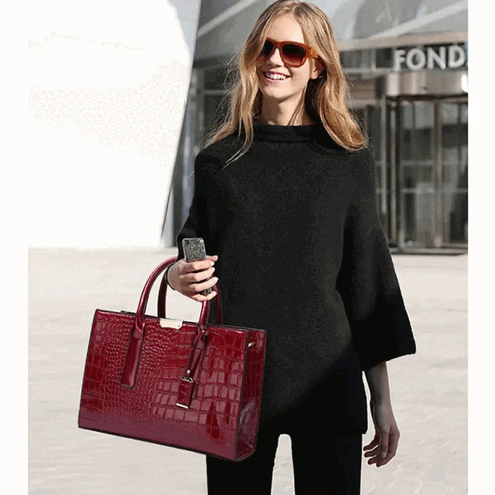 Classic Textured Black Handbag