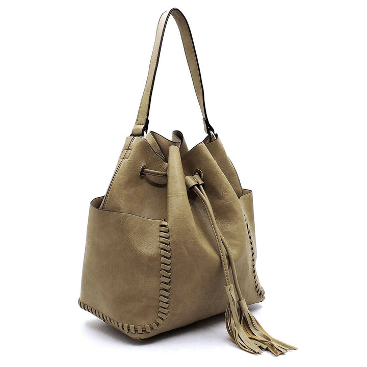 Bucket Drawstring 3-in-1  Taupe Shoulder Bag