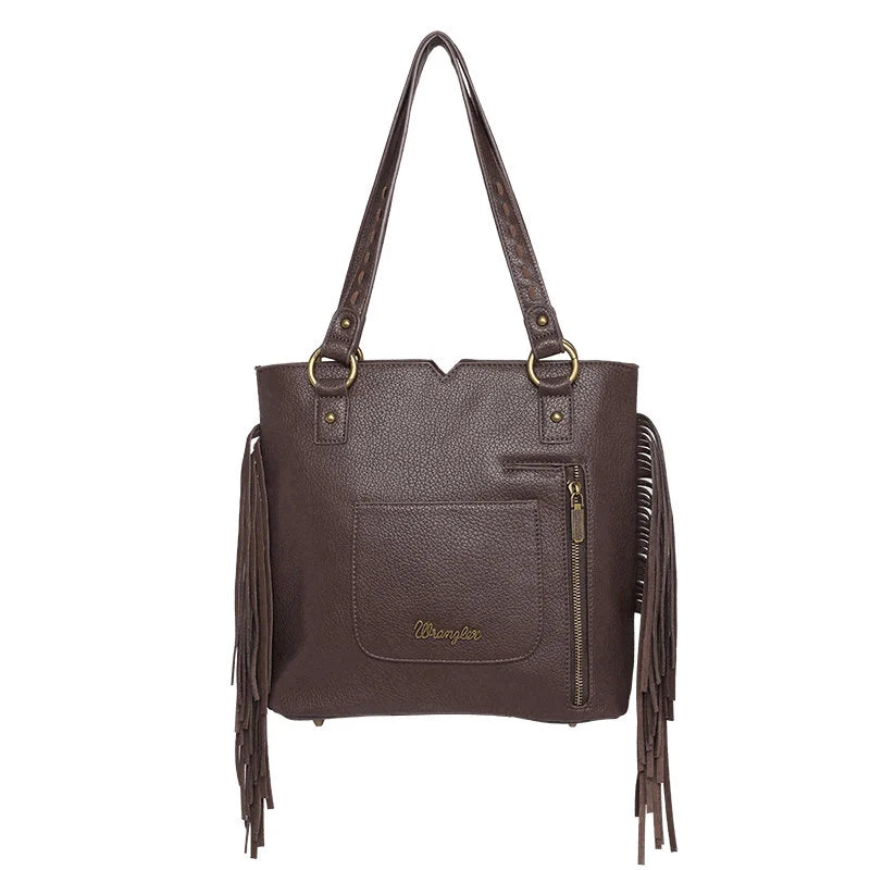 Wrangler Concealed Carry Western Fringe Handbag-Coffee