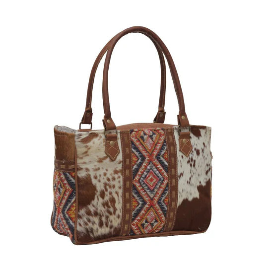 Leather & Canvas Aztec Shoulder Bag