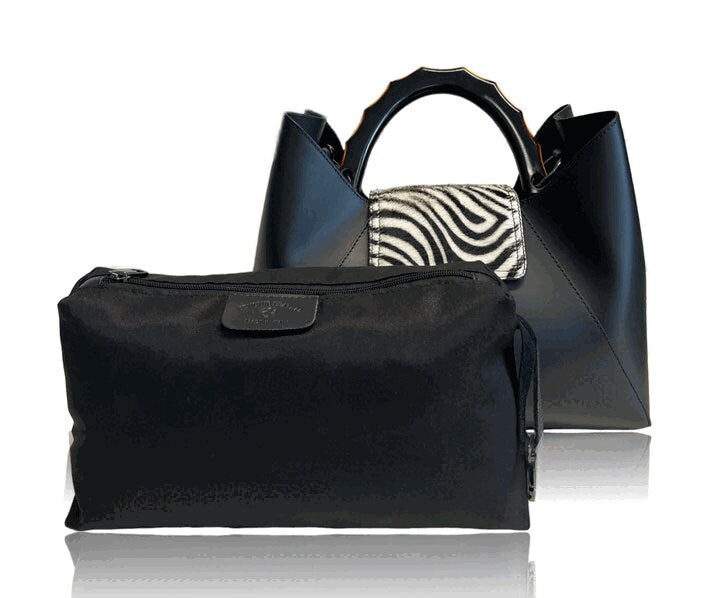 Italian Leather Zebra Handbag