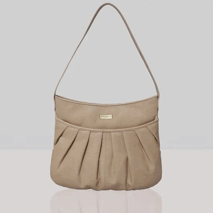 Full-Grain Leather Pleated Black Shoulder Bag