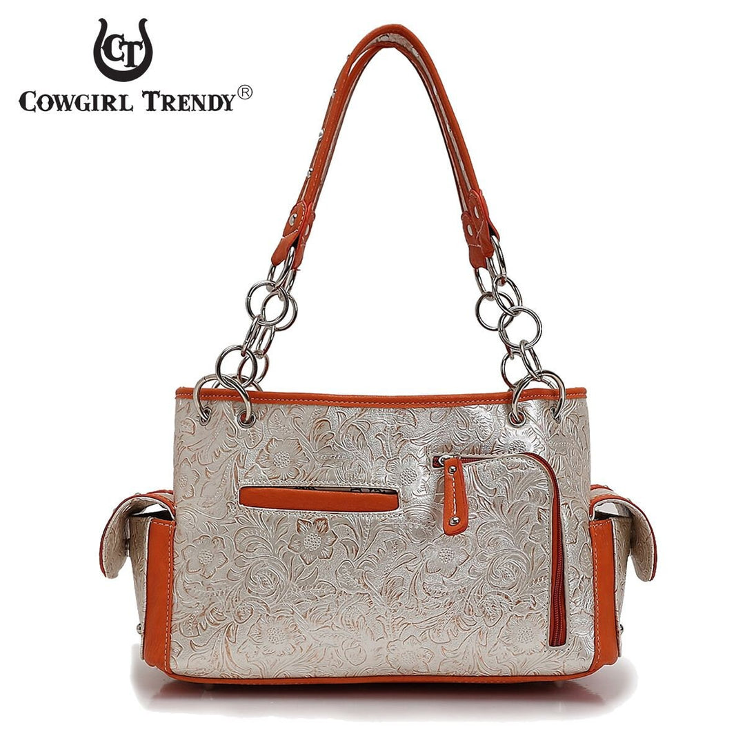 Cowgirl Concealed Carry Coral Scroll Shoulder Bag