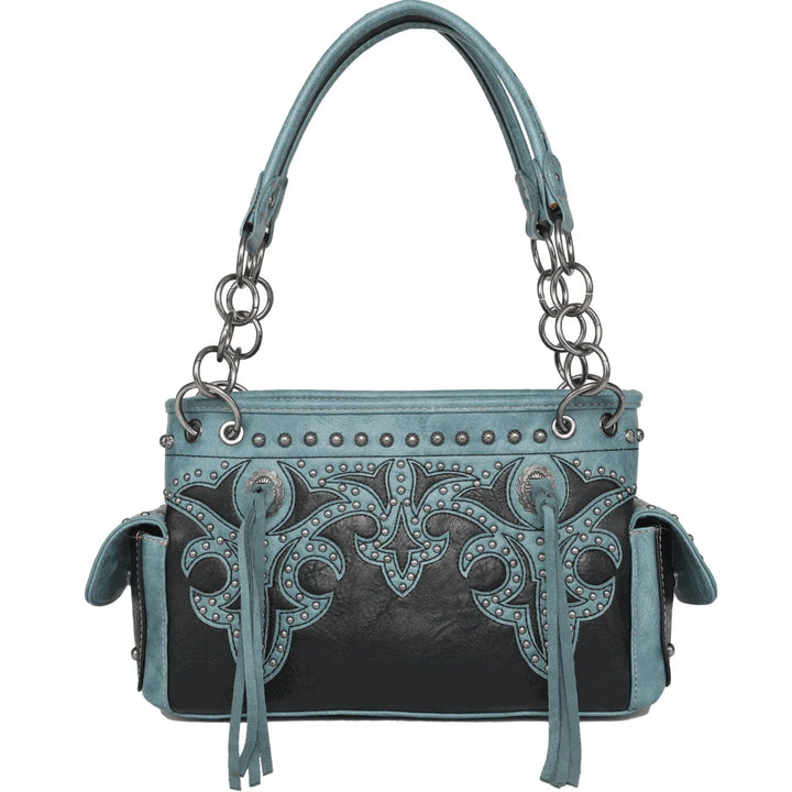 Western Concealed Carry Black/Turquoise Shoulder Bag