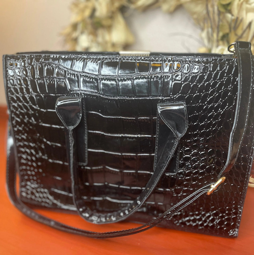 Classic Textured Black Handbag