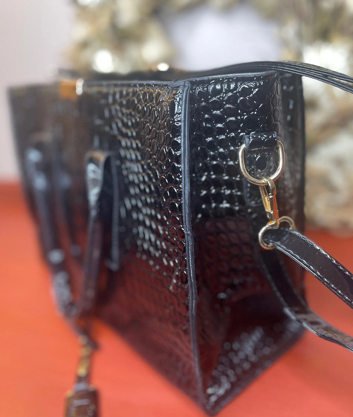 Classic Textured Black Handbag