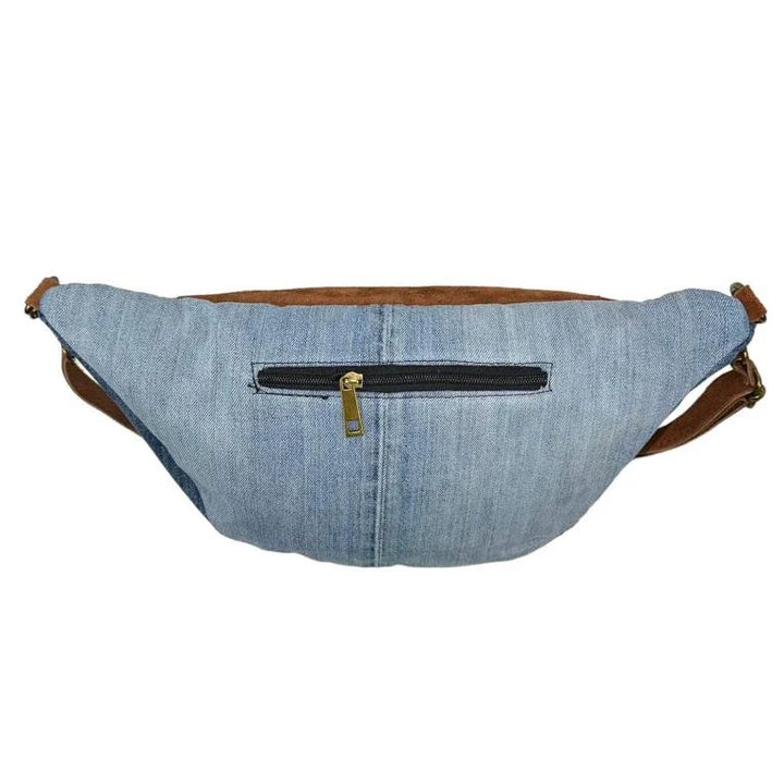 Italian Leather & Denim Sling Shoulder Bag