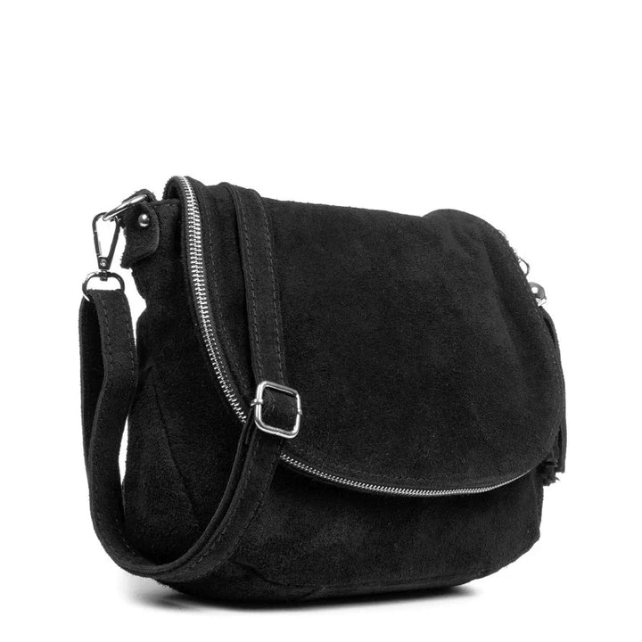 Italian Suede Leather Zippered Crossbody