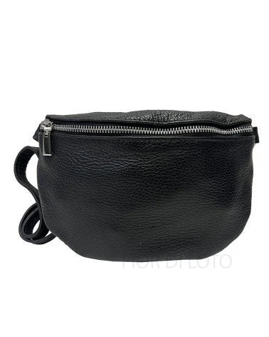 Italian Leather Black Sling Shoulder Bag