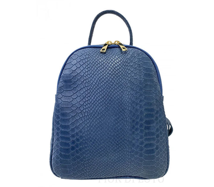 Italian Leather Blue Backpack